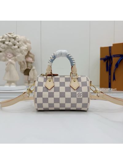 Louis Vuitton Cream and Grey Checkerboard Top Handle Bag