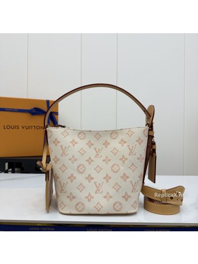 Louis Vuitton Cream and Peach Monogram Bucket Bag