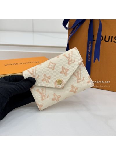 Louis Vuitton Cream and Peach Monogram Compact Envelope Wallet