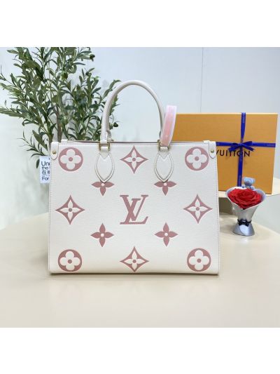 Louis Vuitton Cream and Pink Large Monogram Tote