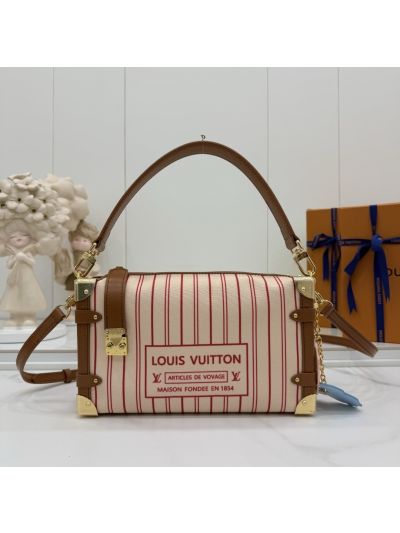 Louis Vuitton Cream and Red Striped Box Shoulder Bag