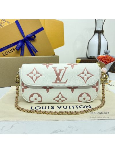 Louis Vuitton Cream and Rose Monogram Flap Chain Bag Premium