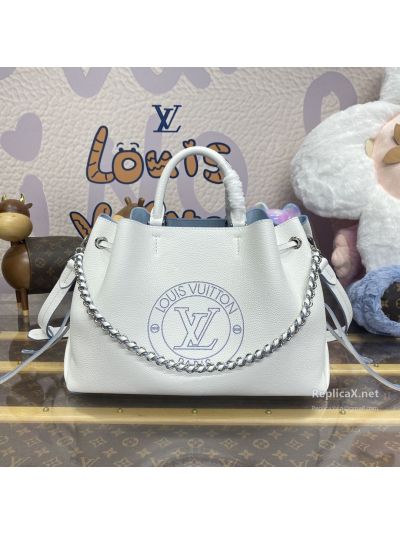 Louis Vuitton Cream Chain Tote with Circular Lettering Motif
