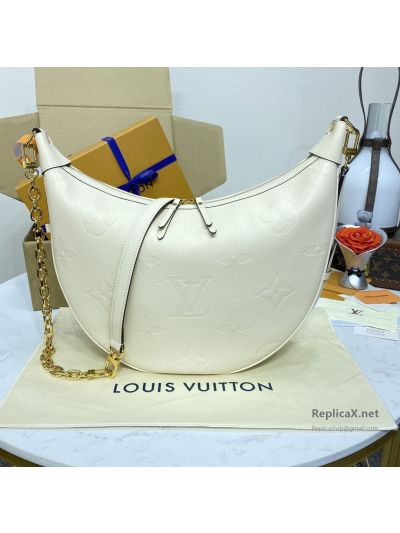 Louis Vuitton Cream Embossed Monogram Crescent Shoulder Bag Premium