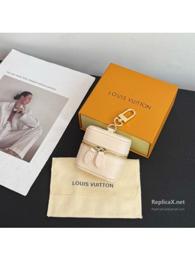 Louis Vuitton Cream Ribbed Mini Zip Case Charm