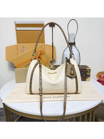 Louis Vuitton Cream Shoulder Bag with Monogram Trim