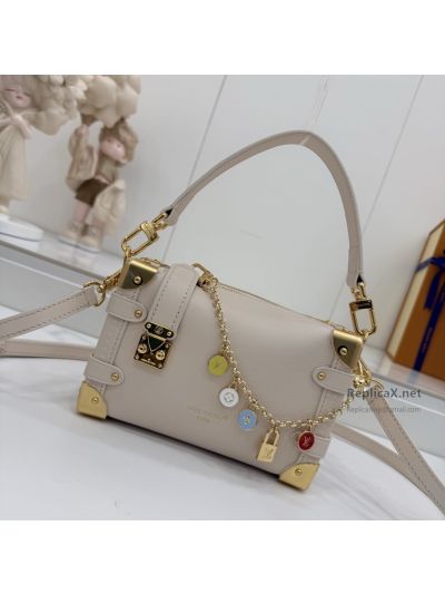 Louis Vuitton Cream Trunk-Style Shoulder Bag with Charm Chain