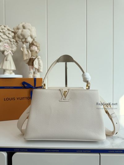 Louis Vuitton Cream Wide Top Handle Bag