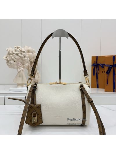 Louis Vuitton Cream Zip Shoulder Bag with Brown Monogram Trim