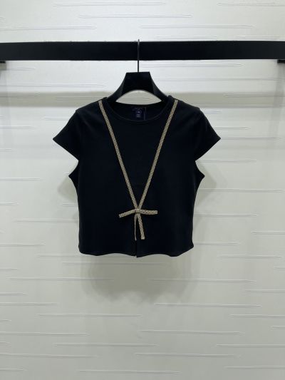 Louis Vuitton Crew Neck Bow Top in Navy