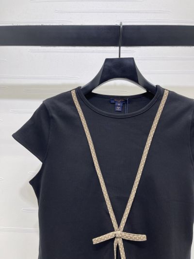 Louis Vuitton Crew Neck Bow Top in Navy