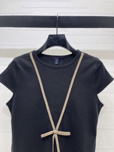 Louis Vuitton Crew Neck Bow Top in Navy