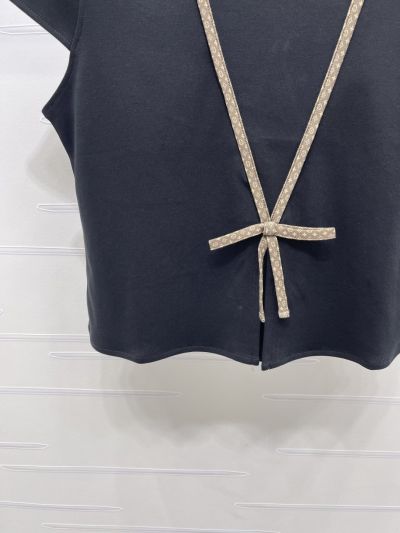 Louis Vuitton Crew Neck Bow Top in Navy