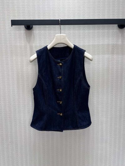 Louis Vuitton Crew Neck Denim Vest in Navy