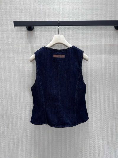 Louis Vuitton Crew Neck Denim Vest in Navy
