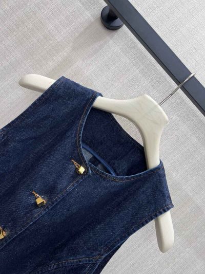 Louis Vuitton Crew Neck Denim Vest in Navy