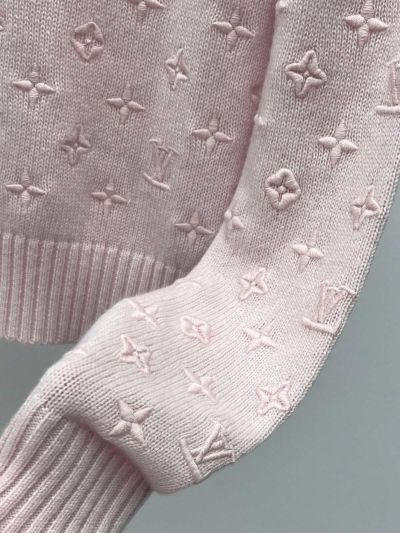 Louis Vuitton Crew Neck Embroidered Knit Top in Pink