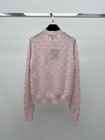Louis Vuitton Crew Neck Embroidered Knit Top in Pink