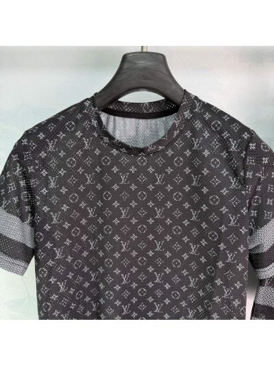 Louis Vuitton Crew Neck Short Sleeve Set in Black and White