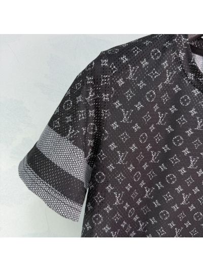Louis Vuitton Crew Neck Short Sleeve Set in Black and White