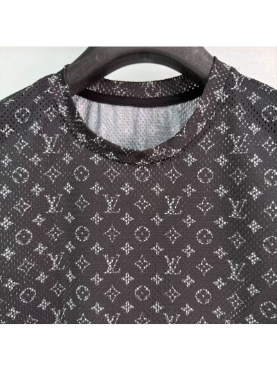Louis Vuitton Crew Neck Short Sleeve Set in Black and White