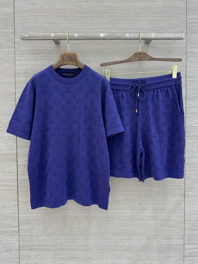 Louis Vuitton Crew Neck Short Sleeve Set in Navy