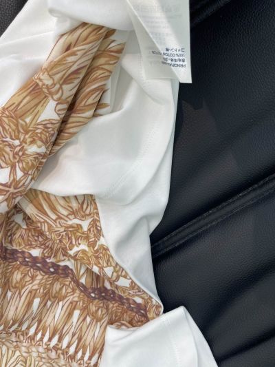 Louis Vuitton Crew Neck Short Sleeve T-Shirt in White and Brown