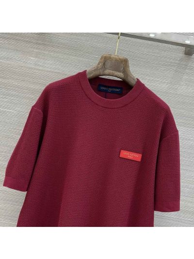 Louis Vuitton Crew Neck Short Sleeve Top in Burgundy
