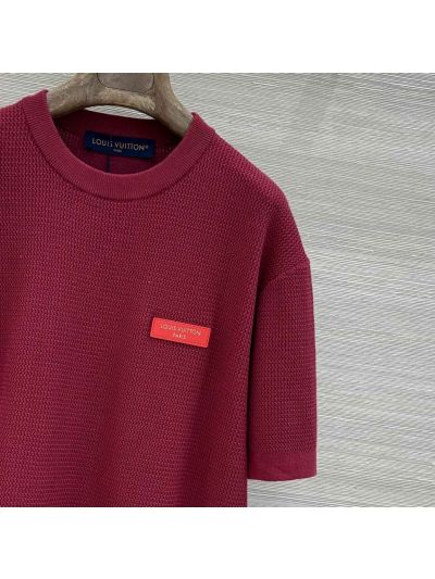 Louis Vuitton Crew Neck Short Sleeve Top in Burgundy