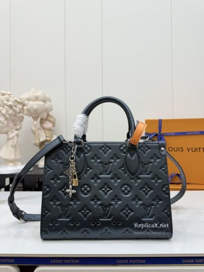 Louis Vuitton Dark Blue Embossed Monogram Tall Tote Premium