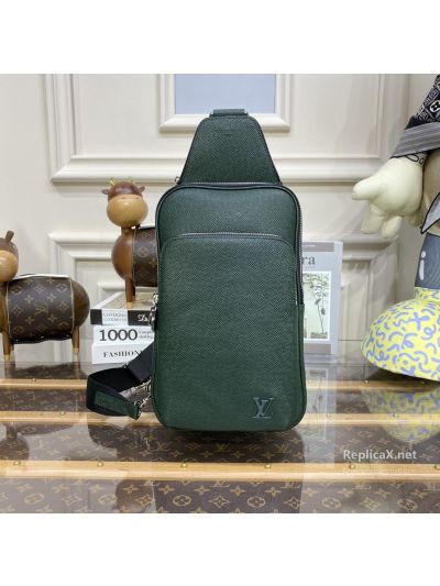 Louis Vuitton Dark Green Slim Sling Bag with Front Pocket