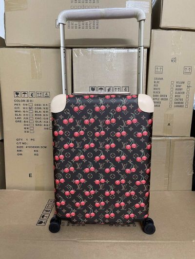 Louis Vuitton Dark Monogram Cherry-Print Rolling Suitcase