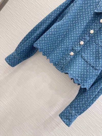 Louis Vuitton Denim Button-Front Blouse in Blue