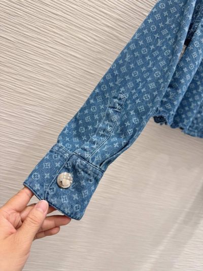 Louis Vuitton Denim Button-Front Blouse in Blue