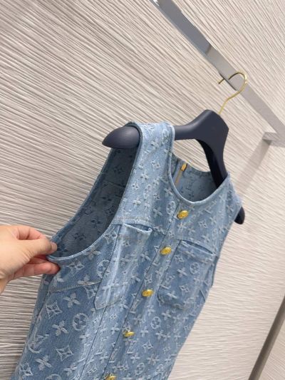 Louis Vuitton Denim Button-Front Dress in Blue
