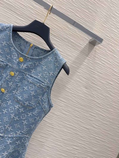 Louis Vuitton Denim Button-Front Dress in Blue