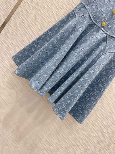 Louis Vuitton Denim Button-Front Dress in Blue