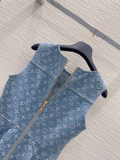 Louis Vuitton Denim Button-Front Dress in Blue