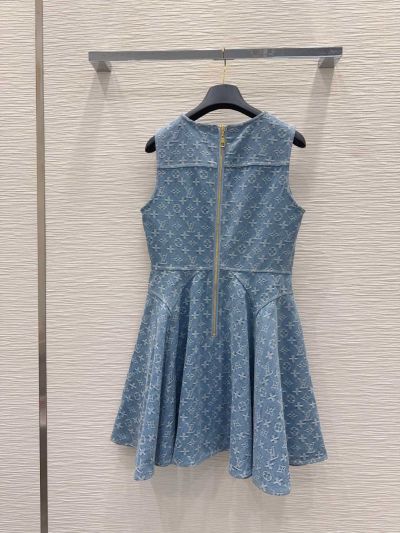 Louis Vuitton Denim Button-Front Dress in Blue