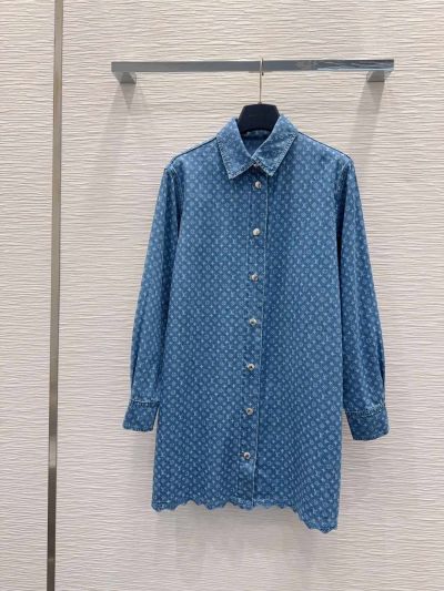 Louis Vuitton Denim Button-Front Shirt in Blue