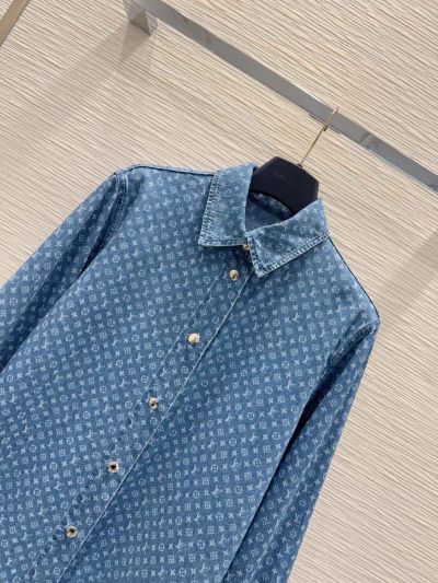 Louis Vuitton Denim Button-Front Shirt in Blue