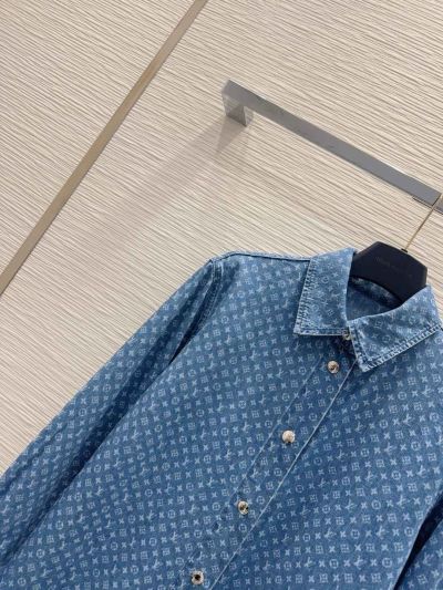 Louis Vuitton Denim Button-Front Shirt in Blue