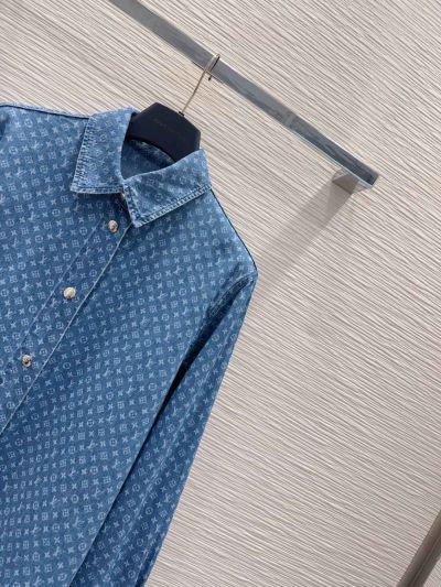 Louis Vuitton Denim Button-Front Shirt in Blue