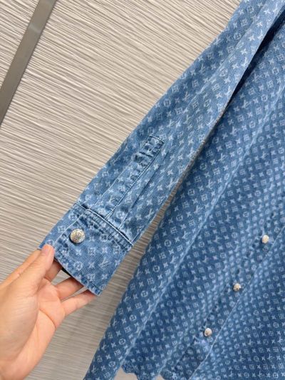 Louis Vuitton Denim Button-Front Shirt in Blue