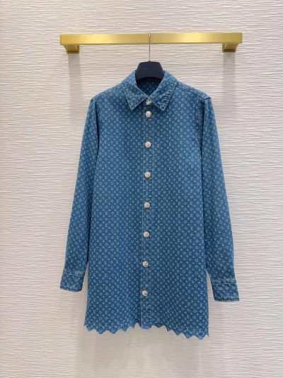 Louis Vuitton Denim Button-Front Shirt in Blue