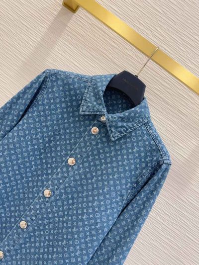 Louis Vuitton Denim Button-Front Shirt in Blue