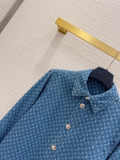 Louis Vuitton Denim Button-Front Shirt in Blue