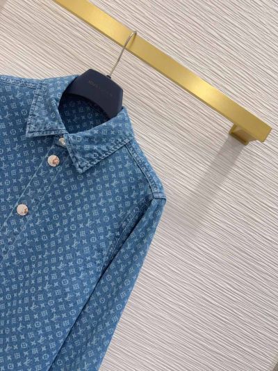 Louis Vuitton Denim Button-Front Shirt in Blue