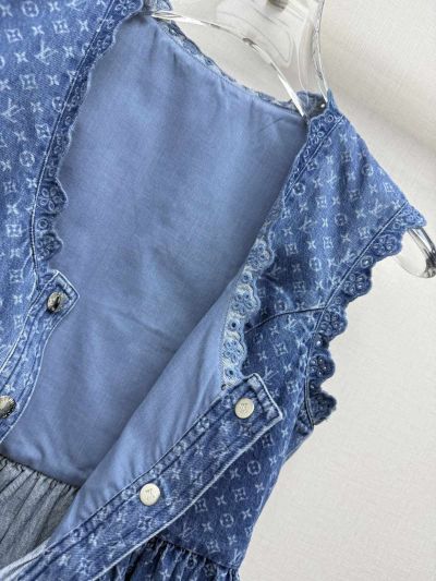Louis Vuitton Denim Button-Front Top in Blue