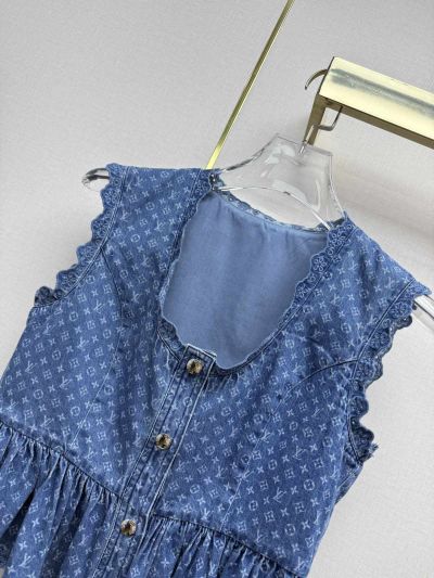 Louis Vuitton Denim Button-Front Top in Blue